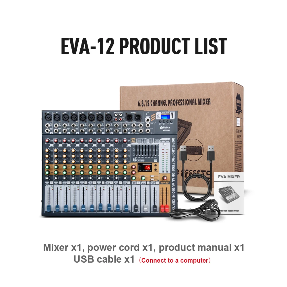 Debra аудио чистый звук! Профессиональный EVA 12 каналов микшер dj consoler с 48 в фантомным