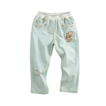 

BBD Girls Pants Children Cotton Elastic Waist Mid Solid Embroidered Cartoon Soft Fashion Trousers Kids 2-7 Years Clothes New