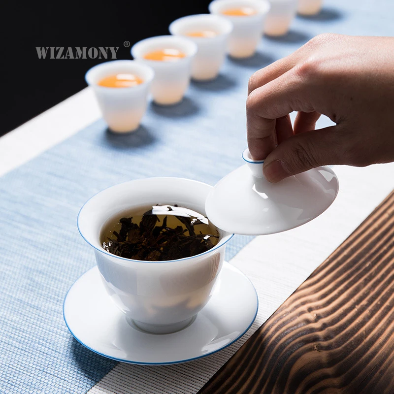 110 мл WIZAMONY Новый стиль Белый Керамический Китайский Kungfu Gaiwan посуда для напитков