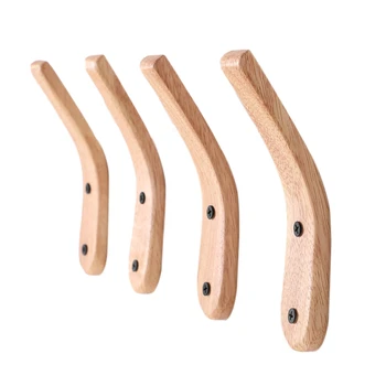 

4Pcs Solid Wood Wall Mounted Hooks Peg Coat Hat Hanger Key Holder Hanging Hooks Storage Hanger Organizer