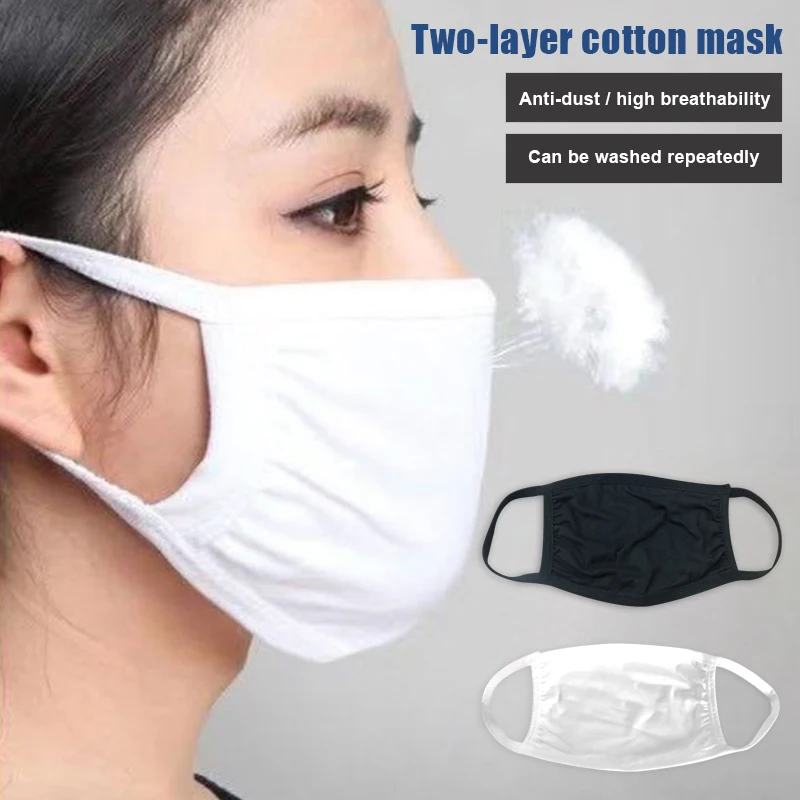 

3Pcs Cotton Face Mask Dual Layers Dustproof Earloop Washable Face Mouth Masks Dust Respirator Washable Reusable Masks d88