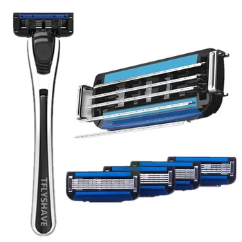 

TFLYSHAVE Man Manual Shaver Razor Blade 5 Layer Razor Cartridge with Trimmer Blade Sweden TOP Shaving Replaceable Blade