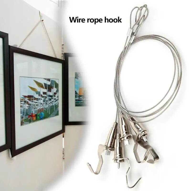 

3/4 Hooks Multi-function Exhibition Wire Rope Hooks Hot Selling Durable Stainless Steel Hooks for Hanging Paintings Photograph