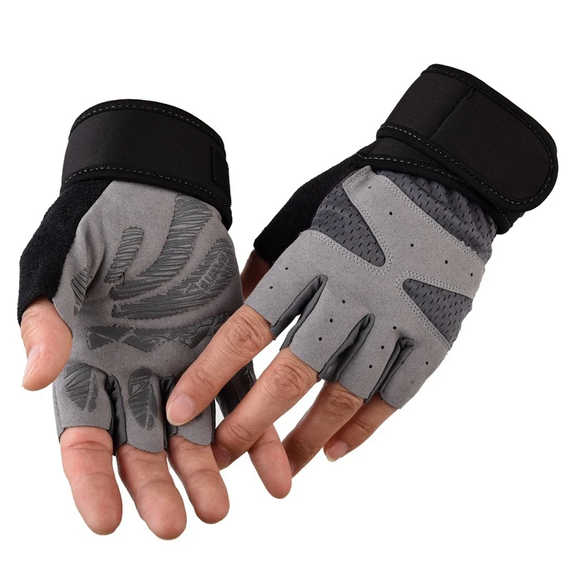 Мужские и женские перчатки для занятий фитнесом на полпальца с защитой от длинного запястья, дышащие нескользящие спортивные перчатки