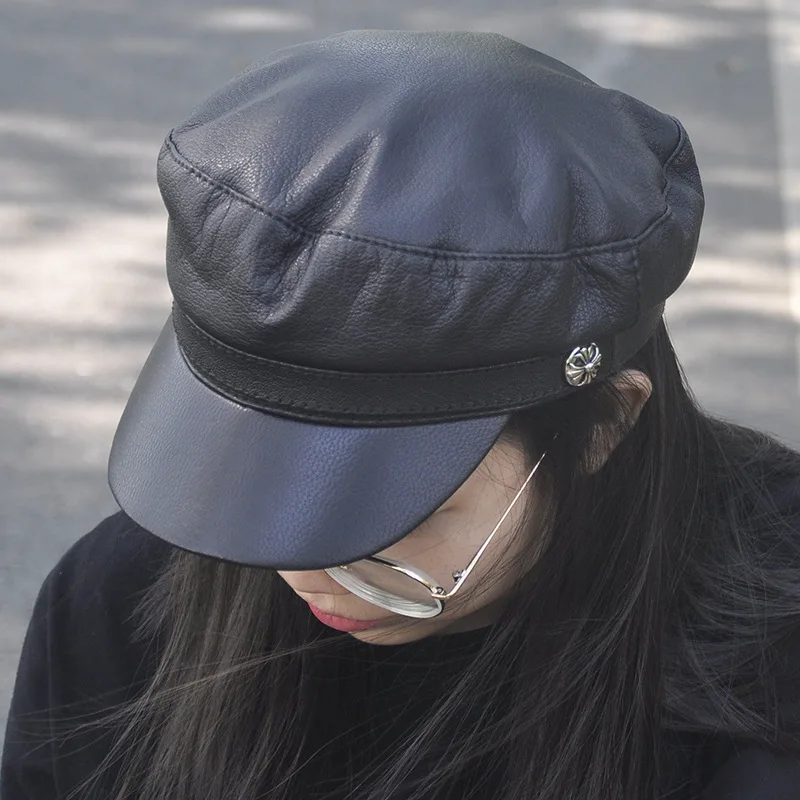 100% натуральная кожа красная шляпа с подсеткой Мужская и женская кепка для отдыха