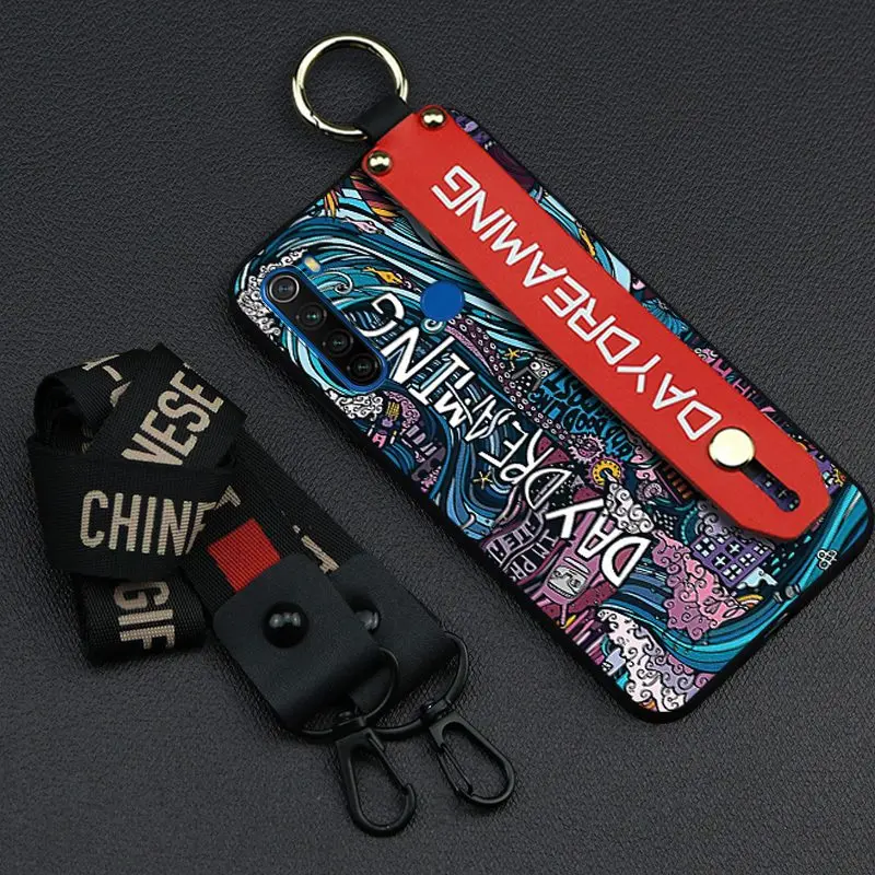 Dirt-resistant Lanyard Phone Case For Xiaomi Redmi Note 8T Silicone Delicate Painted Anti-knock Shockproof Fashion Design Cover | Мобильные