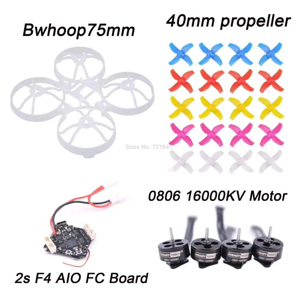 

Bwhoop75 75mm frame kit 2S F4 AIO FC Built OSD ESC 0802 1-2S 16000KV Brushless Motor 40mm Propoeller for Mobula7 RC Drone