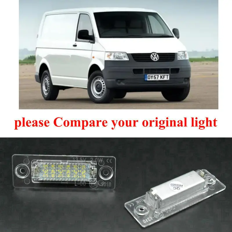 2 лампы ксенон белый светодиодный номерной знак огни для Volkswagen Vw Transporter 2003 ошибок canbus