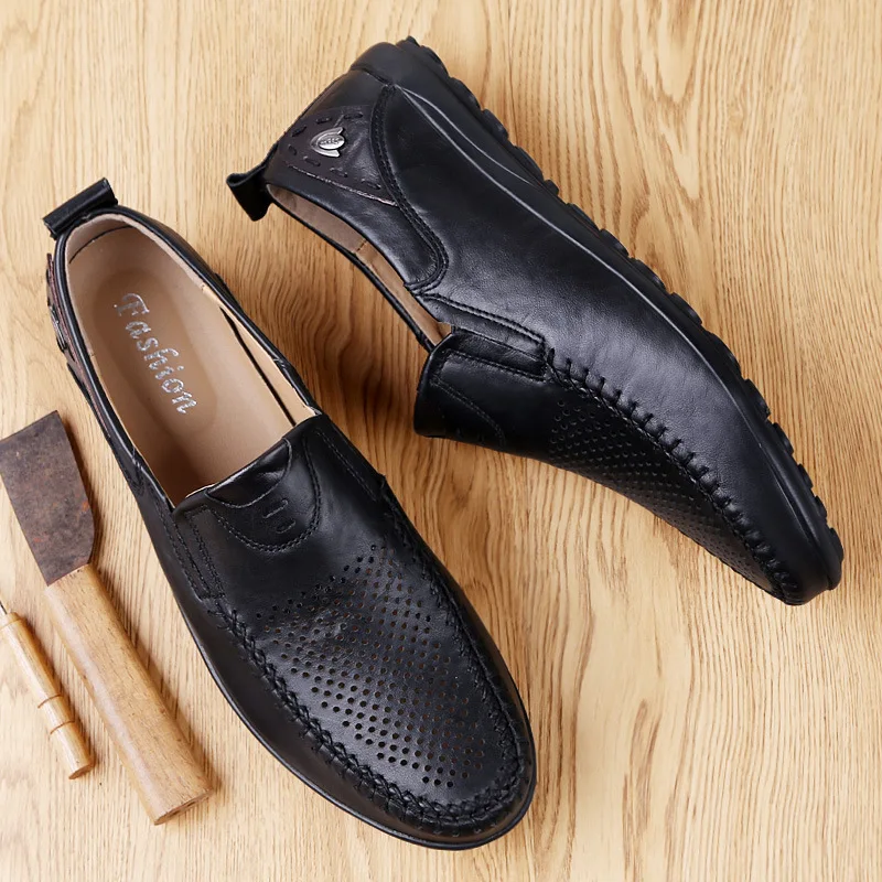 

Summer Fall Breathable Cutout Men's Loafers Casual Shoes 2020 Slip on Flats Men Shoes for Driving Flat Leather Shoes Moccasin