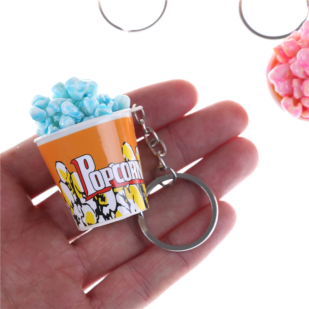 Creative Simulation Artificial Food Keychain Toy Popcorn Bowlful Key Pendant PES 