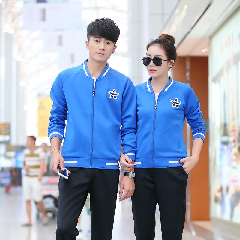 

Spring And Autumn Couples Sports Set Long Sleeve School Uniform Running Casual Sports Clothing Large Size Men And Women Baseball