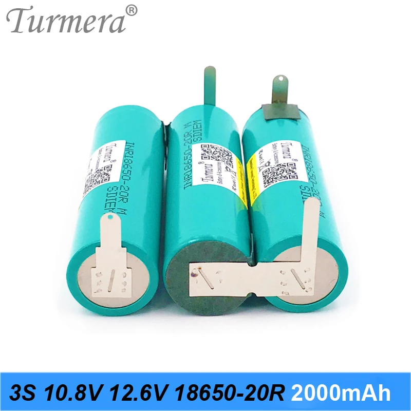Turmera 3S 10.8V 12.6V INR18650-20RM 2000mAh 4000mAh 20A Battery Soldering Battery for Screwdriver Shrika and Vacuum Cleaner Use 006