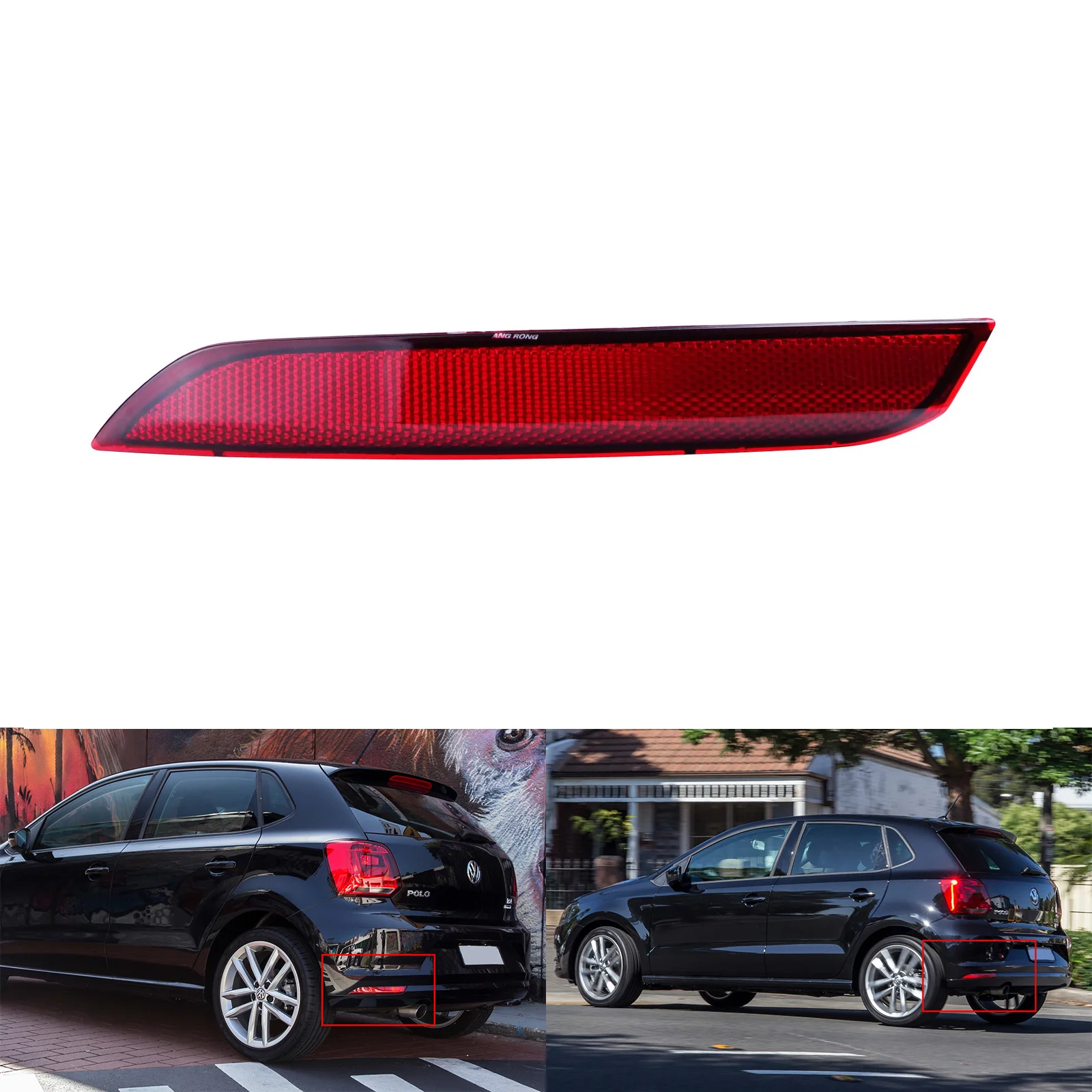 

Подходит для VW Polo 2014-2017 хэтчбек левый красный объектив задний бампер отражатель без светильник