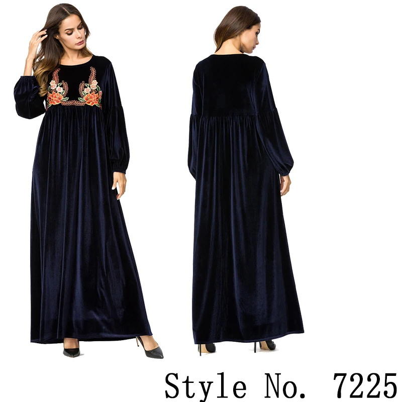 muslim maxi dress Женское Дубайский хиджаб с длинным рукавом, макси платье, Арабский Кафтан абайя, скромное исламское ОАЭ, пакистанское, турецкое кимоно, Jalabiya платья - Цвет: muslim maxi dress