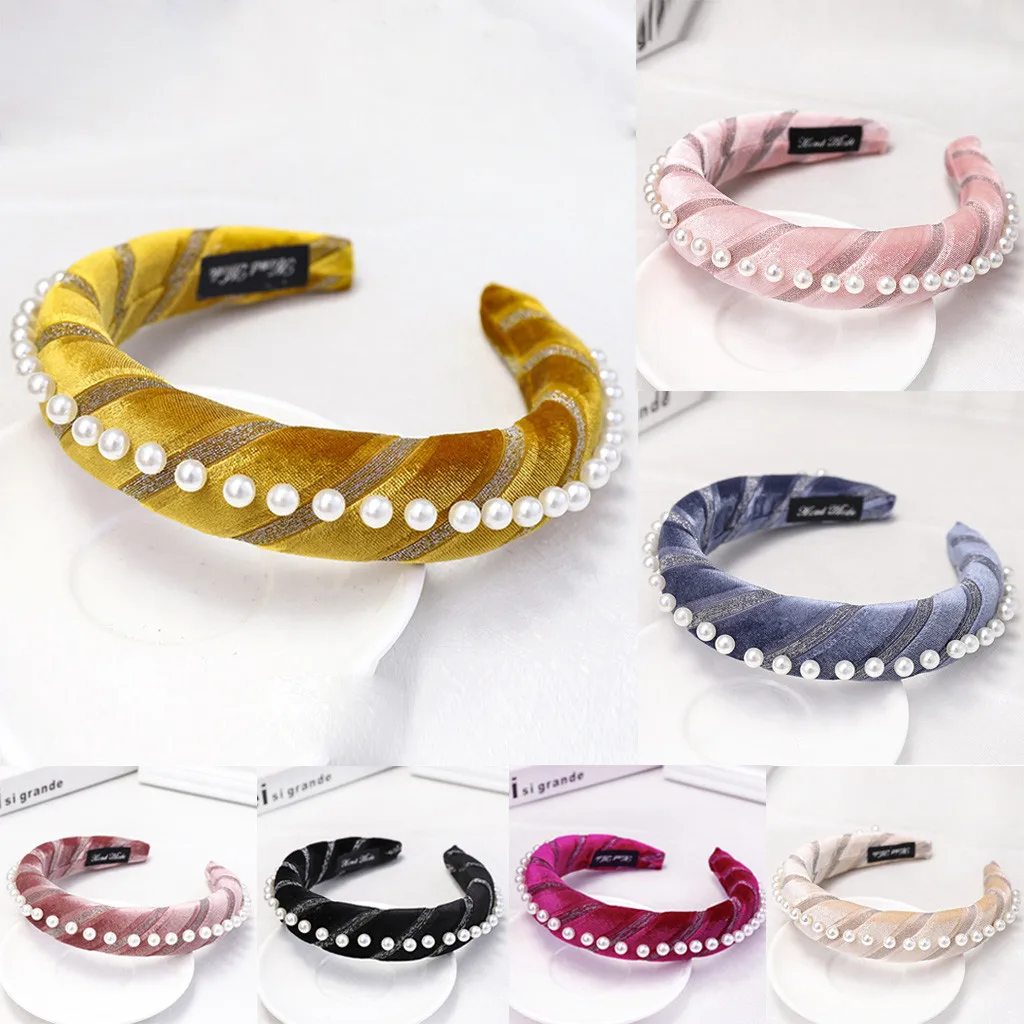 

Simple Sweet Pearl Solid Colors Wide-Brimmed Hair Band for Women Headbands Hairbands Headwear 2019 New Arrival #