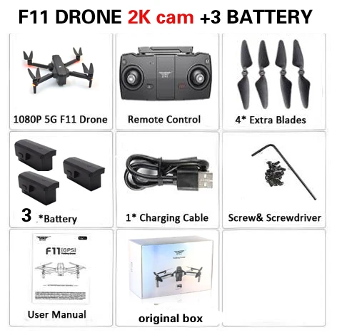 SJRC F11 Дрон с GPS с Wi-Fi FPV 1080 P/2 K камера бесщеточный Квадрокоптер 25 минут время полета управление жестами складной Дрон Vs CG033 - Цвет: 3battery 2K box