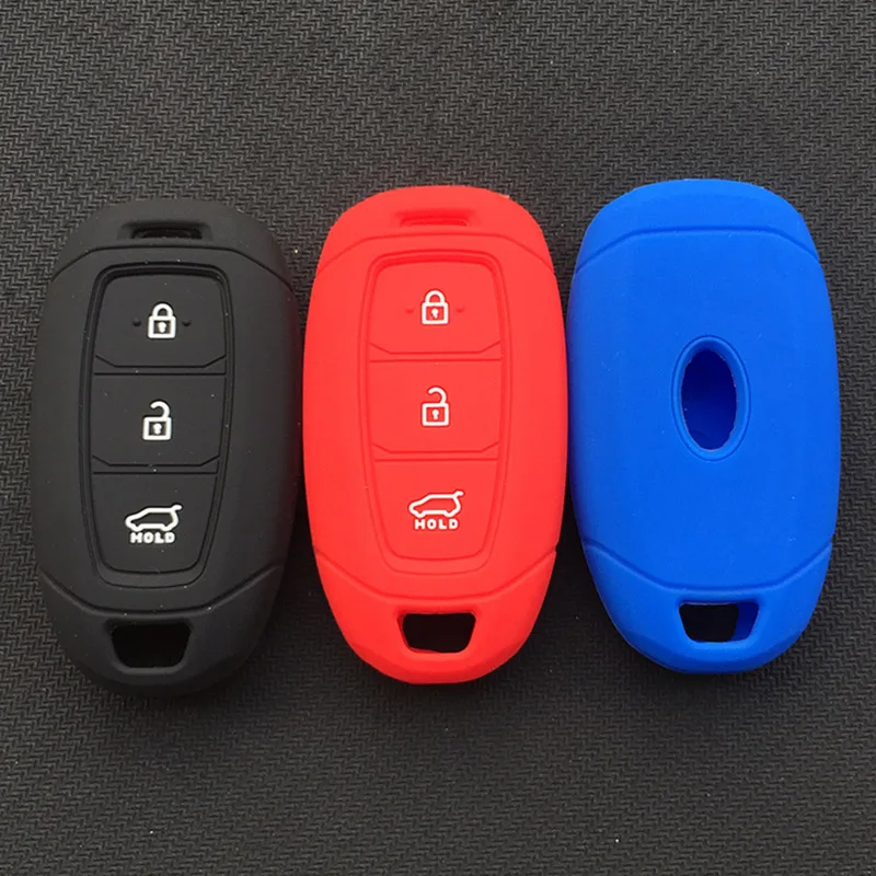 Premium Silicone Car Key Cover for Hyundai - 3-Button Protection Shell