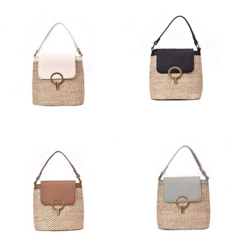 

Small Straw Bucket Bags For Women 2020 Summer Crossbody Bags Lady Travel Purses and Handbags Female Shoulder Messenger Bag
