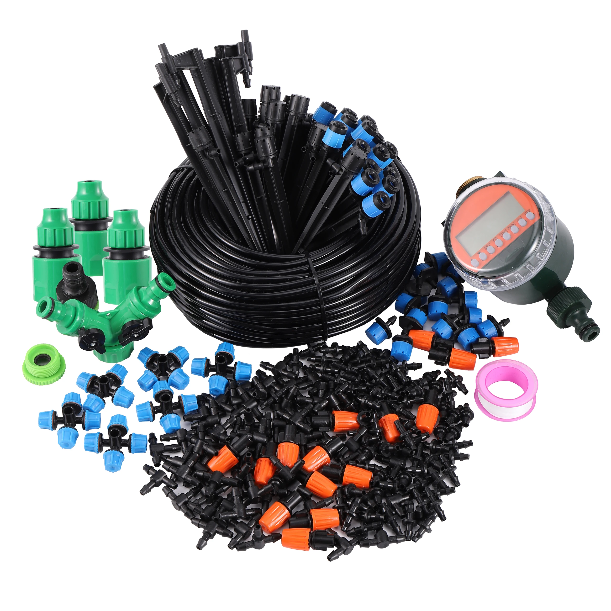 Misting Cooling Irrigation System Automatic Drip Irrigation Set for Garden Lawn Grass Flower With Water Timer Garden Hose Fittings & Valves Lawn & Garden Sprinkler Controls Sprinkler Systems Sprinkler Valves Watering & Irrigation Home & Garden