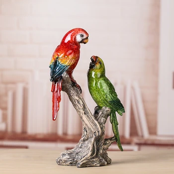 

Couple Parrot Statue Craft Ornament Souvenir Valentine's Day Gift Wedding Decor Miniature Glassy Resin Romantic Parakeet Lovers