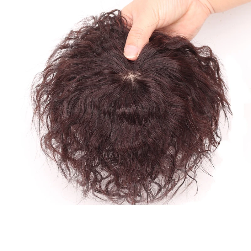 

6inch 9*9cm Wavy Silk base Weft Hair Topper Human Hair Hair piece for Women Natural Black Brown Color Remy Women Toupee