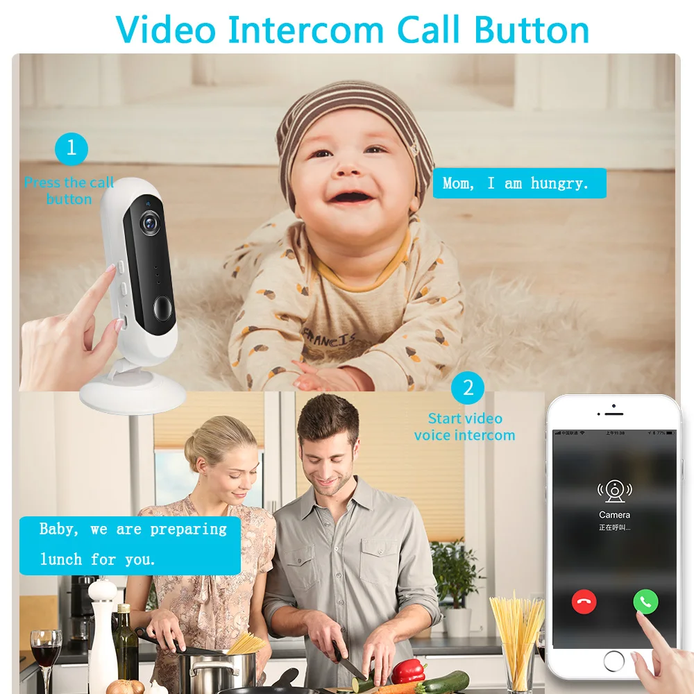 INQMEGA беспроводная камера с батареей, 1080 P, мини ip-камера, WiFi, домашняя камера ночного видения, перезаряжаемая PIR/Аудио/сигнализация