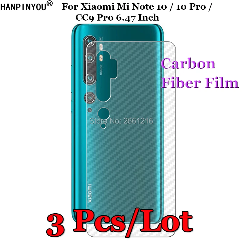 3 шт./партия для Xiaomi Mi Note 10/10Pro/CC9 Pro 3D Нескользящая прозрачная пленка из углеродного волокна для задней панели Защитная Наклейка