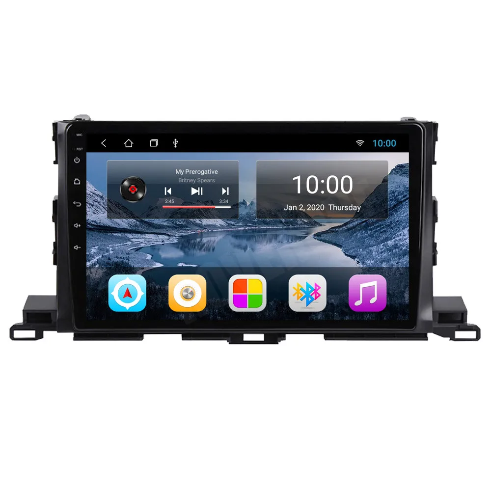 Автомагнитола для Toyota Highlander Kluger 2015 2016 2017 Android 10 стерео GPS навигация Navi Media
