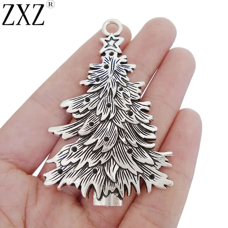 

ZXZ 5pcs Large Christmas Tree Charms Pendants for DIY Necklace Jewelry Making Findings Accessories 68x43mm