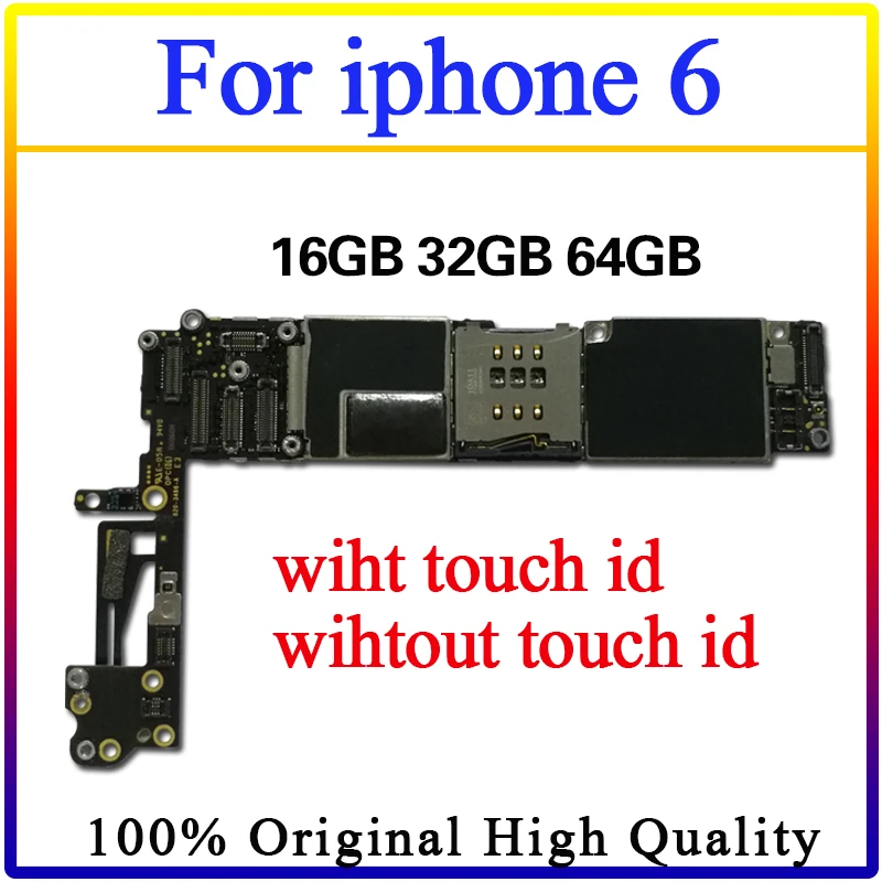 

100% Original unlocked for iphone 6 Motherboard With Touch ID/without Touch ID,for iphone 6 Logic boards,16gb / 32gb / 64gb