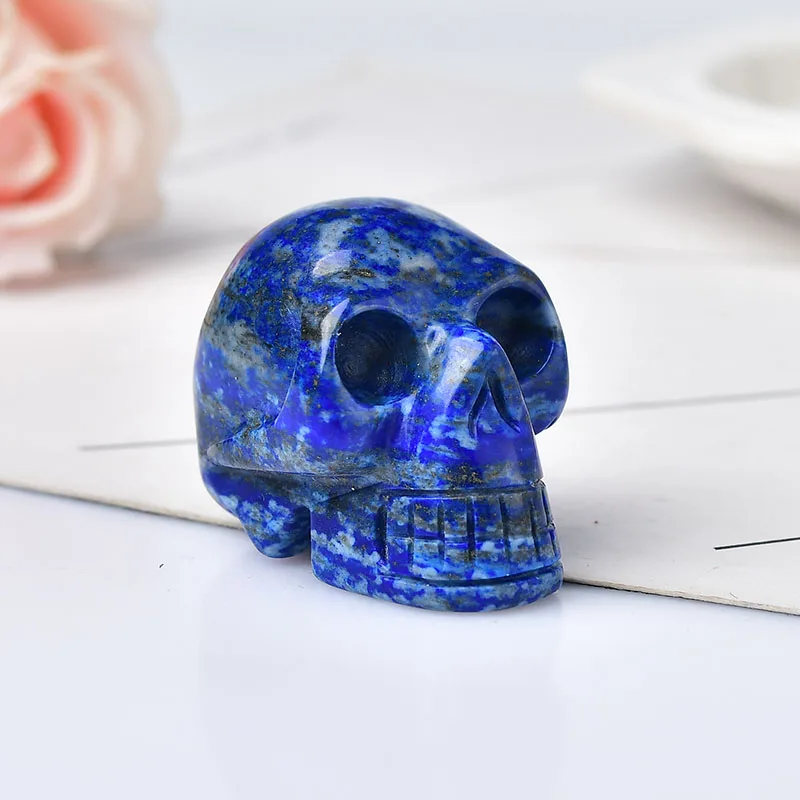 Natural Stone Skull Amethyst Skull Crystal Healing Stone Crafts Home Decoration Polished Figurine Halloween Ornaments Gift 6