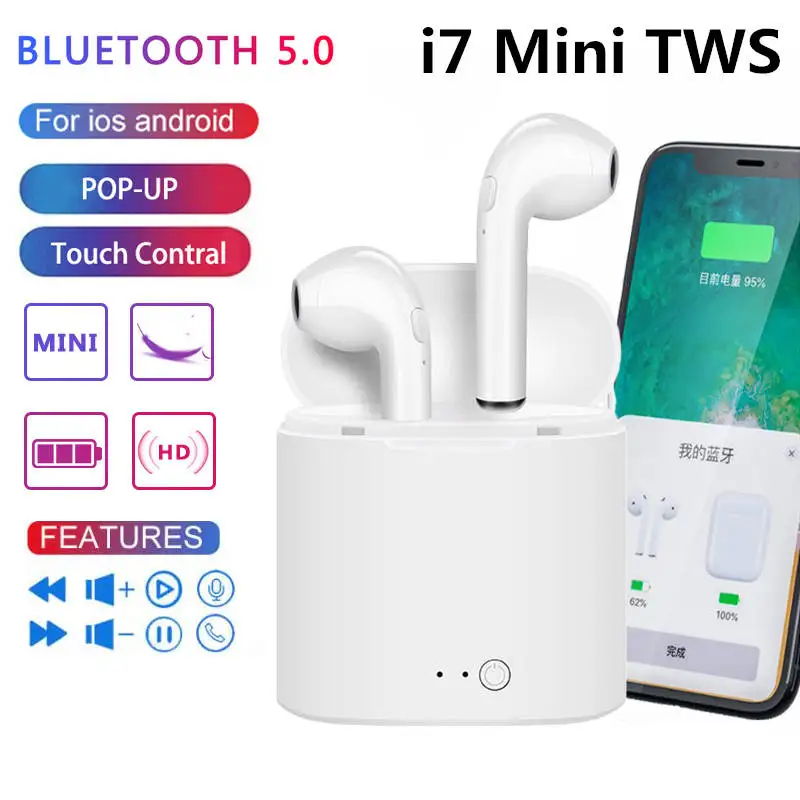 I7 Bluetooth 4,2, наушники TWS, спортивные мини-наушники в коробке, наушники с громкой связью, беспроводные наушники, Bluetooth наушники, стерео наушники с - Цвет: 10