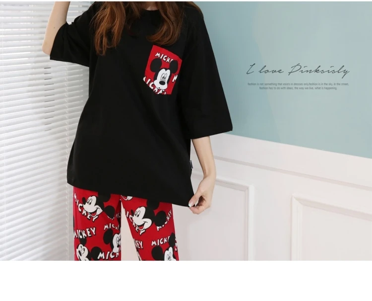 [Htc sheng] летние пижамы Капри красные штаны Домашняя одежда с Микки Маусом