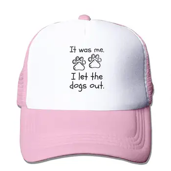 

TSDFCIt was Me, I Let The Dogs Out Mesh Baseball Caps Unisex Trucker Style Hats Pink