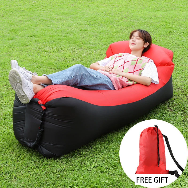 Adult Beach Lounge Chair Inflatable Sofa Fast Folding Camping Sleeping Bag Waterproof Bag Lazy Camping Sleeping Bags Air Bed