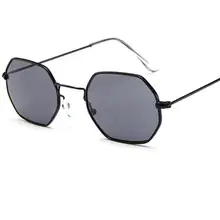 Модные солнцезащитные очки женские розовые оттенки маленькая оправа полигоновые прозрачные линзы Солнцезащитные очки Мужские Винтажные Солнцезащитные очки Шестигранная металлическая оправа