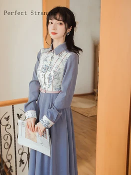 

2020 Autumn Winter New Arrival Hot Sale Turn Down Collar Long Sleeve Women Long Dress