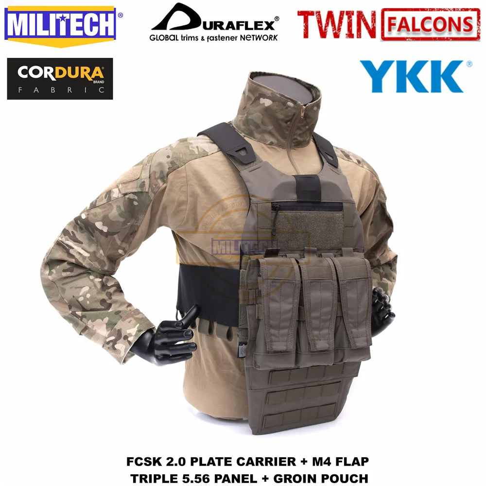 MILITECH TW FCSK 2,0 Advanced Slickster Ferro Plate Carrier с M4 клапаном тройной 5,56 Mag панель и Groin Pouch Loadout набор сделки