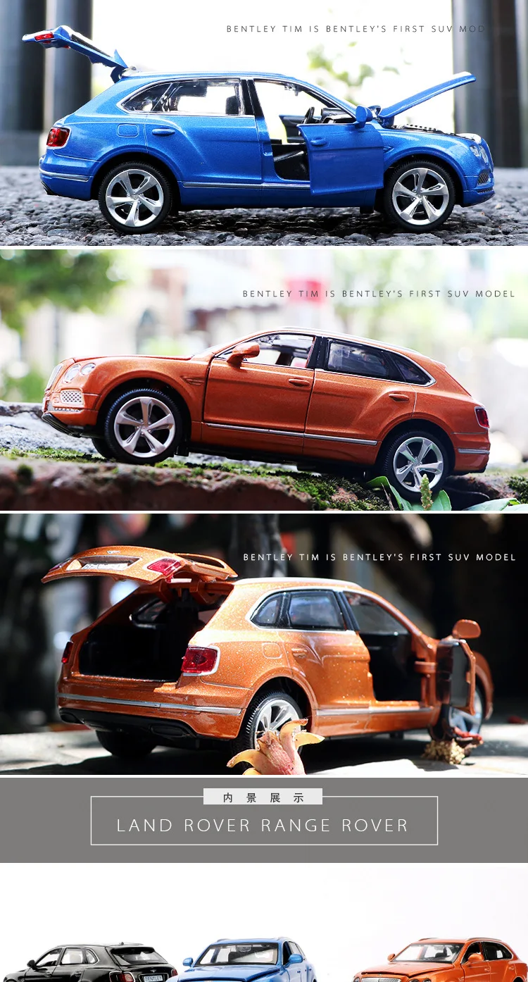 Модель автомобиля Bentley Bentayga из сплава, спортивный автомобиль для детей, игрушечный автомобиль из сплава, игрушечный автомобиль, воин, звук и светильник, металлический автомобиль