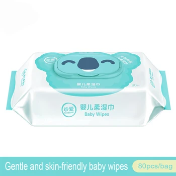 

80sheet/bag Baby Wet Wipes With Cover For Newborn Baby Portable Clean Pads Disinfection Dedicated Soft Non-Woven Fabric Wet Wipe