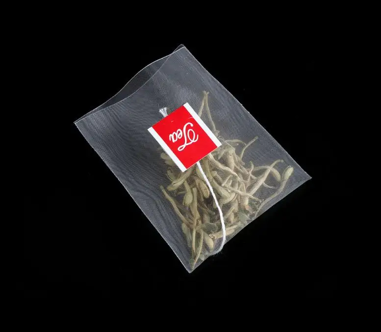 3000 шт./лот, пирамида, чайный пакетик, фильтры, нейлоновый чайный пакетик, с одной ниткой, с этикеткой, прозрачные пустые чайные пакетики SN042