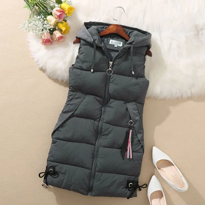 Koop Vrouwen Vest Plus Size Winter Jas Pocket Kapmantel Warm Casual Katoenen Gewatteerde Vest Vrouwelijke Slanke Vesten Drop Shipping