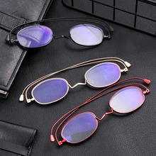 1 шт. унисекс портативный анти синий светильник очки для чтения для женщин и мужчин металлическая небольшая оправа дальнозоркости очки с Чехол+ от 1,0 до+ 4,0