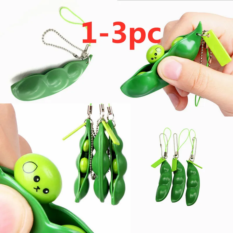 1-3pc Fidget Juguetes | Juguetes Fidget | Fidget juguetes frijoles colgantes Fidget juguete guisantes Stressball Anti estrés divertido Gadgets Squishy Squeeze adultos juguetes llavero