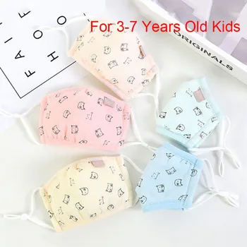 

3-7Y Kids Boys Girls Mouth Mask Cartoon Pattern Cotton Mask Anti Pollen Dustproof Face Mask Reusable Breathable Protective Mask