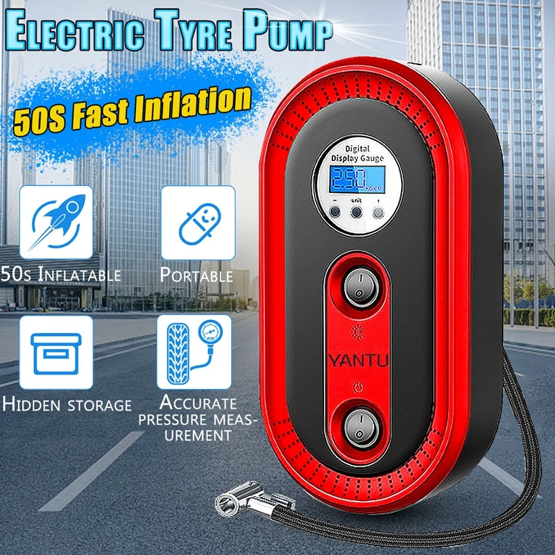 

Handheld Portable Air Compressor Screen Electric 12V Tyre Camping Car Ball Pump Air Inflator Pump Digital Tire Inflator Tools