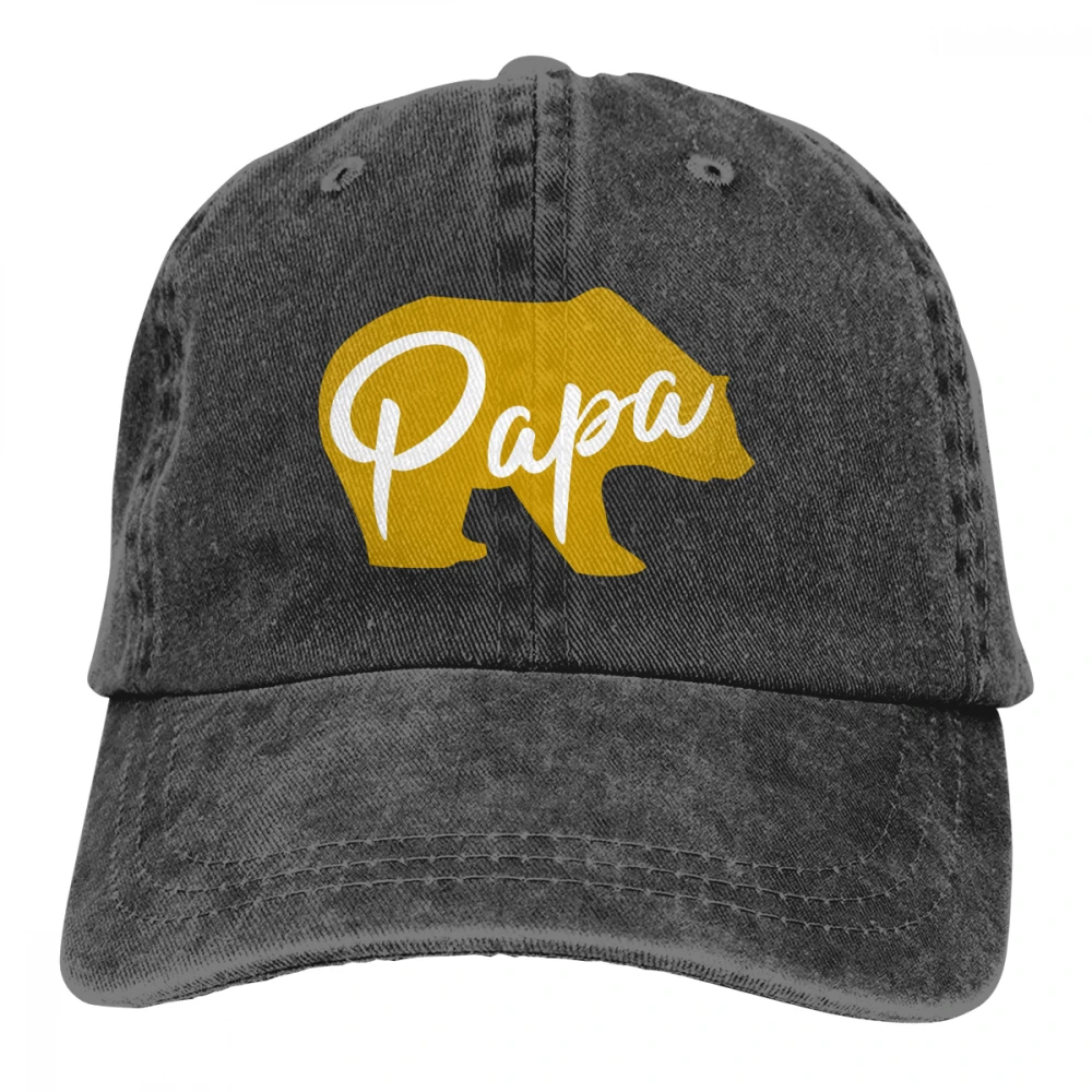 Papa Bear Casquette черные унисекс Мужские Женские джинсовые бейсболка с ремешком кепки регулируемые Гольф папа шляпа
