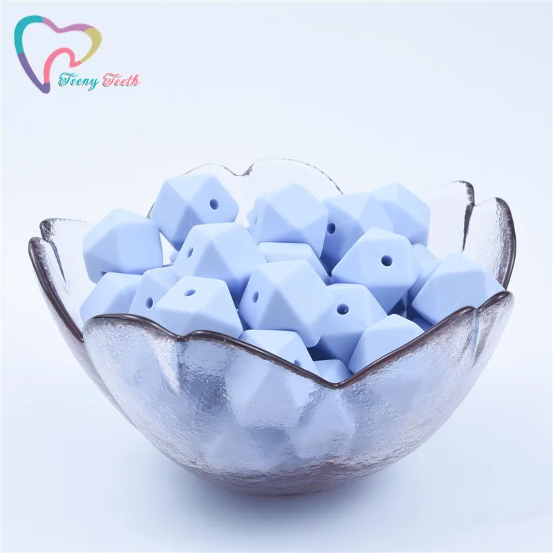 Soft Pastel Blue 10 шт 14 мм шестигранные силиконовые бусины, Детские DIY соски цепи игрушки для душа аксессуары, прорезывание зубов свободные квадратные шестигранные жевательные бусины - Цвет: Soft Pastel Blue