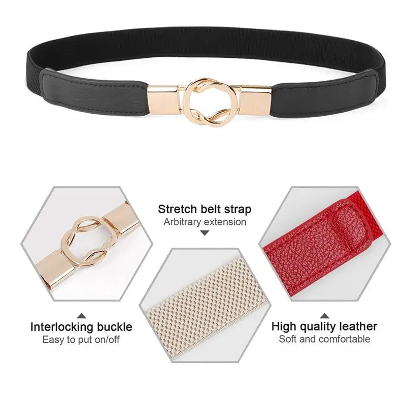 Four colors Women Skinny Dress Belts Retro Stretchable Highly Elastic Ladies Imitation Leather Waist Dress Belts New Products
