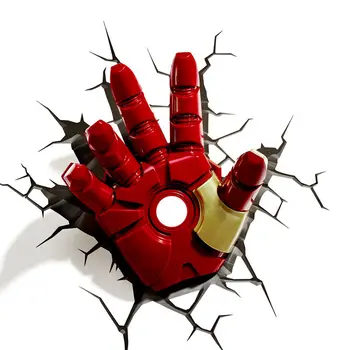 

[New] Creative The Avengers Captain Iron man Helmet Glove model 3D Wall Lamp Unique LED light Glove lamp Home room decorations